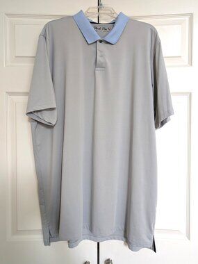 Greyson Short Par 4 Polo Shirt XXL Gray Blue Collar Performance Golf Stretch